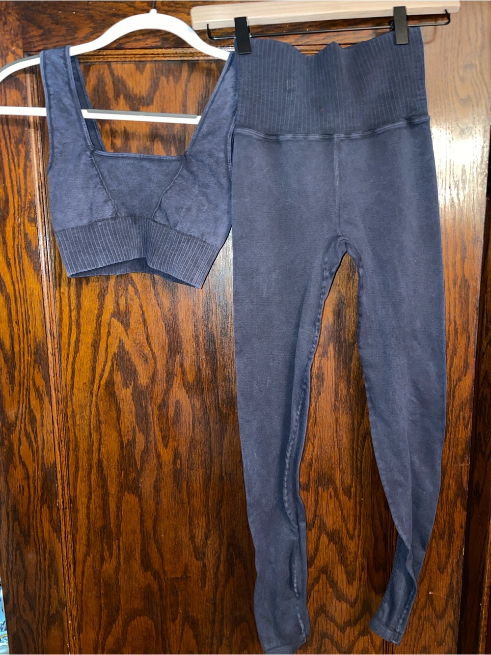 FP Movement by Free People Seamed Ribbed Slate Blue Active Set